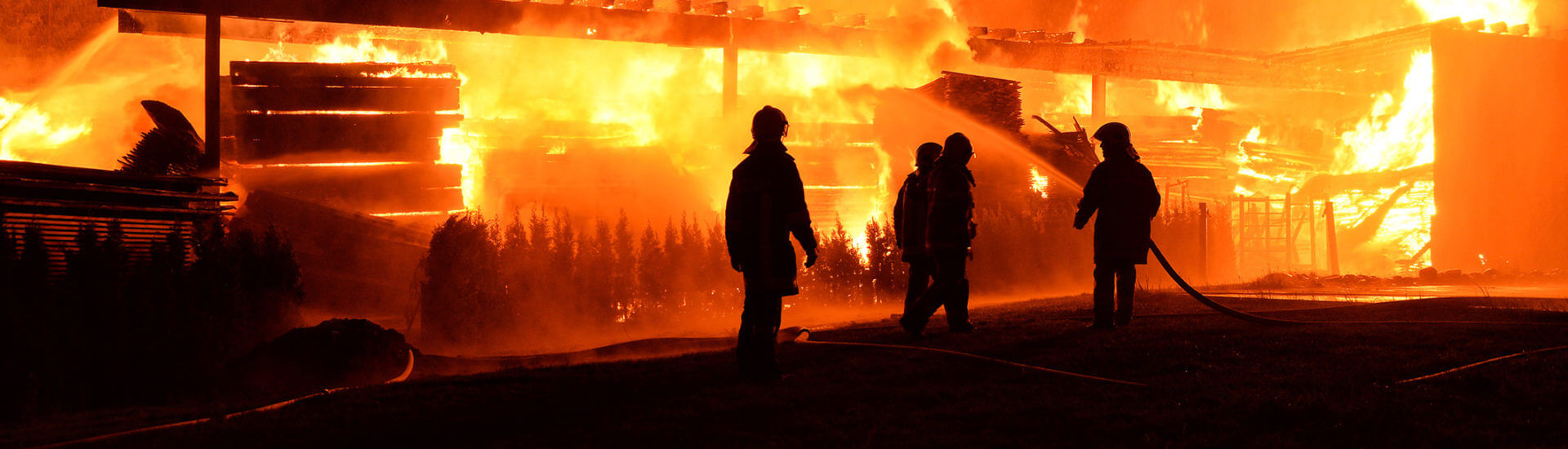 Firefighters in a major industrial fire